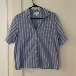 GAP Blue and White Striped button-down shirt